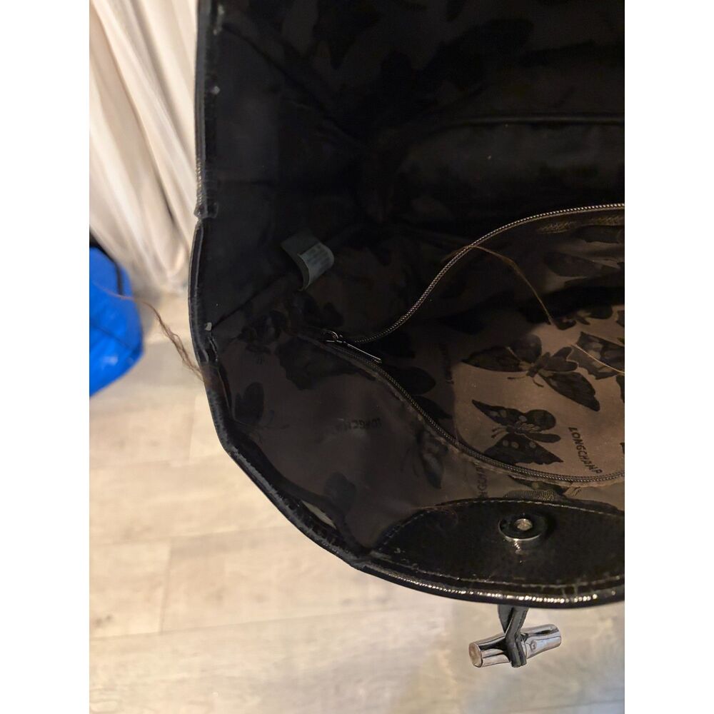 Longchamp Roseau Black Patent Leather Handbag